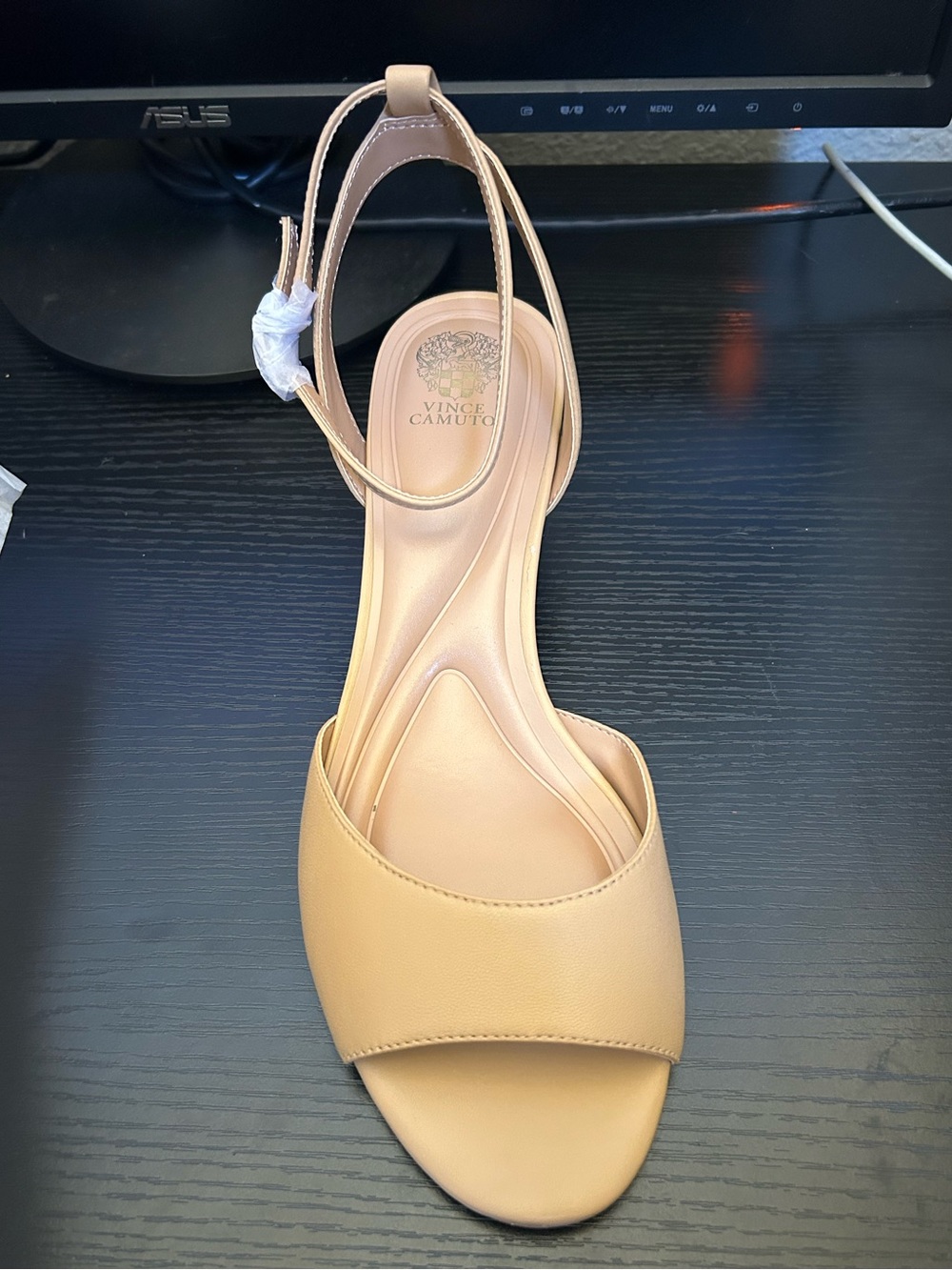 Vince Camuto Beige/Tan Ankle-Strap Open-Toe Sandal